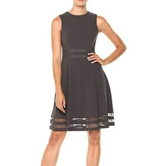 Calvin Klein | Dresses | Calvin Klein Sleeveless Round Neck Fit And Flare Dress With Sheer Inserts | Poshmark Calvin Klein | Dresses | Calvin Klein Sleeveless Round Neck Fit And Flare Dress With Sheer Inserts | Poshmark